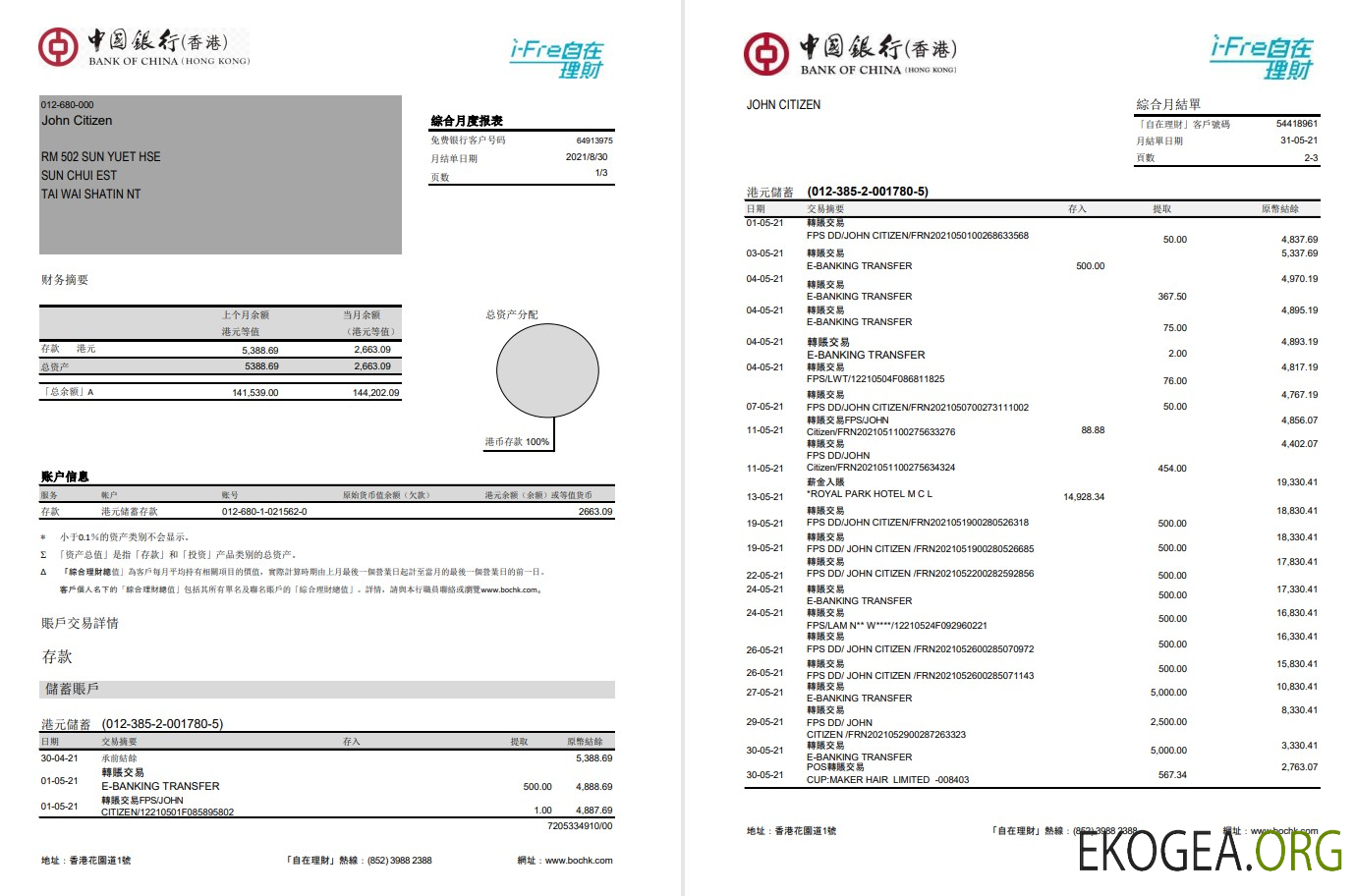 Banque de Chine de Hong Kong (Hong Kong) 3p template